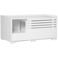 PawHut Cat Hidden Litter Box Enclosure - White-Combines a cat house and storage space, creating an organized living area