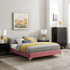 Modway Sutton Performance Velvet King Bed Frame - Dusty Rose-Assembly Required