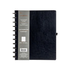 Cambridge Large Disc Office Notebook – 11.2" H x 9.3" W – 60 Sheets – Black-Durable polyurethane black cover in a navy with rounded corners and disc bound spine