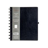 Cambridge Large Disc Office Notebook – 11.2" H x 9.3" W – 60 Sheets – Black-Durable polyurethane black cover in a navy with rounded corners and disc bound spine
