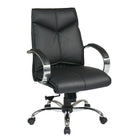 Fauteuil de direction en cuir ProLine Deluxe avec dossier moyen, noir-Fauteuil de direction en cuir Deluxe à dossier moyen