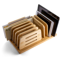 Officemate - Trieur de dossiers en bambou - Grand - Grain de bois naturel-Design moderne et simpliste. 9 compartiments de classement différents