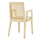 Modway Monarch Wood and Rattan Dining Armchair - Antique White/Natural/Heathered Weave Ivory-7