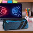 Fashion Stationery Sporty 2 Zip Pencil Case - Blue/Black-Body Material: Polyester