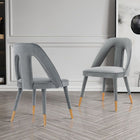 Manhattan Comfort Neda 20.87" Modern Velvet Upholstered Dining Chair - Grey - Set of 2-Frame Made of High Quality Elm Wood with Metal Brushed Gold Tips for Fashion and Durability