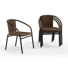 Flash Furniture - Chaise empilable de restaurant en rotin brun moyen pour intérieur et extérieur-Chaises de jardin