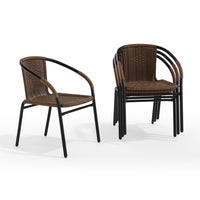 Flash Furniture - Chaise empilable de restaurant en rotin brun moyen pour intérieur et extérieur-Chaises de jardin