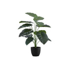 Monarch Specialties 24" Artificial Indoor Alocasia - Table - Black Pot-Add some greenery to your space with this lifelike 24" tall artificial Alocasia plant set in a 5" black pot