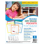 C-Line Reusable Dry Erase Pockets - 9" x 12" - Primary Colors - 2 Packs of 5-Convenient eyelet for hanging