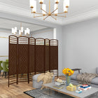HOMCOM 6 Panel Wave Fiber Freestanding Room Divider for Home Office - Brown-It features a diamond woven fibre design paper panel in a natural tone
