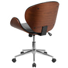 Flash Furniture – Chaise de conférence pivotante à dossier moyen en bois de noyer et en cuir noir (SDSDM22405BK)-Dossier et siège en bois de noyer courbé