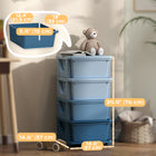 Qaba - Organiseur de jouets pour enfants à 4 niveaux avec 4 bacs de rangement en plastique - Bleu-Compact pour un ajustement facile et spacieux à l'intérieur des tiroirs de 16 L  