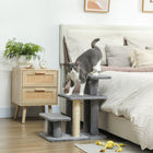 PawHut 3-Tier Dog Stairs with 2 Sisal Scratching Posts - Grey-Features a flexible top step, allowing for multiple configurations to fit space 