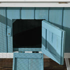 PawHut Outdoor Wooden Rabbit Hutch - Blue-Removable slide-out tray for easy and quick cleaning 