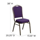 Flash Furniture HERCULES Series Crown Back Stacking Banquet Chair in Purple Fabric - Gold Vein Frame-2.5'' Thick Seat Cushion
