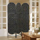 HOMCOM 3 Panel Arched Top Woven Freestanding Room Divider for Bedroom - Black-Features a unique arched top, instantly adding a bohemian vibe to space 
