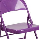 Chaise pliante de la série HERCULES COLORBURST en métal violet impulsif à triple entretoise et double charnière-Cadre en acier de calibre 18