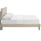 Modway Macie Fabric Queen Platform Bed with Round Splayed Legs - Beige-Wood Frame / Particleboard Panel