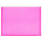Jam Paper Enveloppes en plastique, fermeture à glissière, format lettre, 9 1/2 x 12 1/2 po, rose vif, 12/pqt-Rose fuchsia