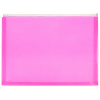 Jam Paper Enveloppes en plastique, fermeture à glissière, format lettre, 9 1/2 x 12 1/2 po, rose vif, 12/pqt-Rose fuchsia