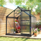 Outsunny - serre en polycarbonate - 6 pi x 6 pi x 6,6 pi - gris-Permet de faire pousser des semis, de cultiver des plantes tropicales ou de prolonger la saison de croissance pendant les hivers doux
