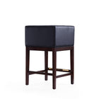 Manhattan Comfort Kingsley 21" Mid-Century Modern Faux Leather Upholstered Counter Stool - Black and Dark Walnut - 2 Pack-19.5" L x 23" W x 34" H