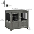 PawHut 29.5" H Dog Kennel End Table - Grey-Adjustable foot pads to keep balance 