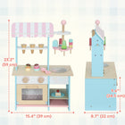 Qaba - Boutique de glaces en bois pour enfants avec aliments-jouets - bleu clair-Encourage le jeu pratique, développant la motricité fine et les premières compétences en mathématiques 