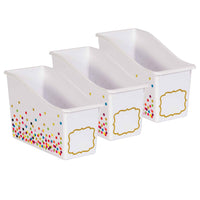 Teacher Created Resources - Confetti Bac à livres en plastique, pack de 3-Ajoutez un peu de style à votre organisation avec ces bacs à livres en plastique.