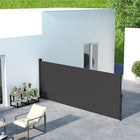 Outsunny Retractable Side Awning - 13' x 5' - Black-Retractable awning: you can pull the roller blind out or take it back smoothly
