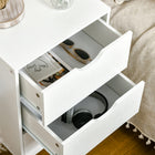 HOMCOM - Table de chevet avec pieds en bois - blanc-Couleur : Blanc 