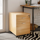 Vinsetto Locking 2-Drawer Rolling Letter/A4 Filing Cabinet with Wheels - Natural-5 universal wheels with 2 lockable and 1 anti-tipping for safety
