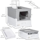 PawHut Enclosed Cat Litter Box with Scoop, Tray, Top Entry and Foldable - Grey-Two doors and roof exit to let cats climb and keep messes at bay 