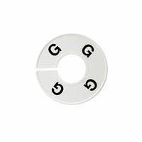 Eddie's Round Size Divider - French G - White Sizer with Black Print - 100 Pack-White plastic with black text