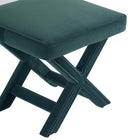 Manhattan Comfort - Abigail banc ottoman tapissé en velours vert style milieu du siècle moderne 20,47"-Jambes croisées en X élégantes