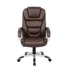 Nicer Furniture - fauteuil de direction en cuir PU à dossier haut - marron-Recouvert de cuir PU espresso ou de LeatherSoft qui est en cuir et en polyuréthane pour plus de douceur et de durabilité ; la conception du siège en cascade aide à réduire la fatigue des jambes et à améliorer la circulation sanguine