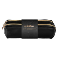 Mead  West Village Dual Zipper Pouch - Black-Durable PU Cover: Smooth polyurethane exterior delivers a leather like look with easy care durability