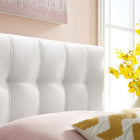 Modway Lily Biscuit Tufted Performance Velvet Twin Headboard - White-Durable Stain-Resistant Fabric