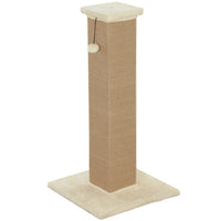 PawHut - Griffoir pour chat 32 po pour intérieur avec balle à taquiner en sisal, beige-Griffoir en sisal pour satisfaire la nature de vos chats et protéger vos meubles 
