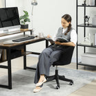Vinsetto Fluffy Armless Office Chair with Adjustable Height - Black-Adjustable seat height to fit your sitting style
