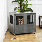 PawHut 29.5" H Dog Kennel End Table - Grey-Elevated to protect from humidity 