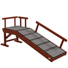 PawHut - Rampe pour chien en bois 49 po de long pour grande taille - brun-Quatre garde-corps amovibles assurent la sécurité sur la rampe 