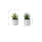 Monarch Specialties - 9362 Succulente Artificielle 9" de Haut - Pots en Ciment Blanc - Ensemble de 2-Pensé pour durer, cet ensemble de plantes artificielles est garanti 5 ans, assurant durabilité et style à long terme