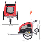 Aosom - Remorque de vélo pour chien 2-en-1, poussette pour animaux, chariot, wagon de vélo pour voyage, rouge-Fenêtres en maille et toit ouvrant pour une bonne ventilation et permettre aux animaux de regarder à l'extérieur 