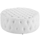 Modway Amour Upholstered Vinyl Ottoman - White-Luxurious Round Ottoman