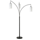 Hudson&Canal - Lampadaire torchère Aspen à 3 lumières avec abat-jour en tissu - Bronze noirci/blanc-Associé à un abat-jour en tissu tambour blanc