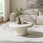 Modway Argos Indoor/Outdoor Patio Concrete Round Coffee Table - White-Non-Marking Leveling Feet