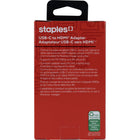 Staples USB-C to HDMI Adapter-Unidirectional – Sends content from a USB-C enabled computer to an HDMI display