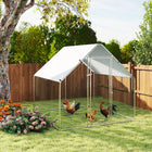PawHut Metal Walk-in Chicken Coop Enclosure with Cover - 6.6' x 6.6' x 6.6'-Included cover provides shade during sunny days 