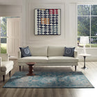 Modway Cynara Distressed Floral Vintage Medallion Area Rug - 5 ft W x 8 ft L - Silver Blue Teal/Beige-Protect Floors From Traffic/Furniture